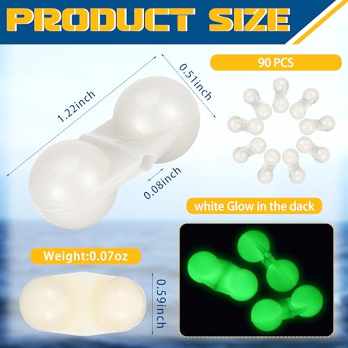 Luminous White Catfish Rattle Beads - 90 Pcs Double Bell Attractor