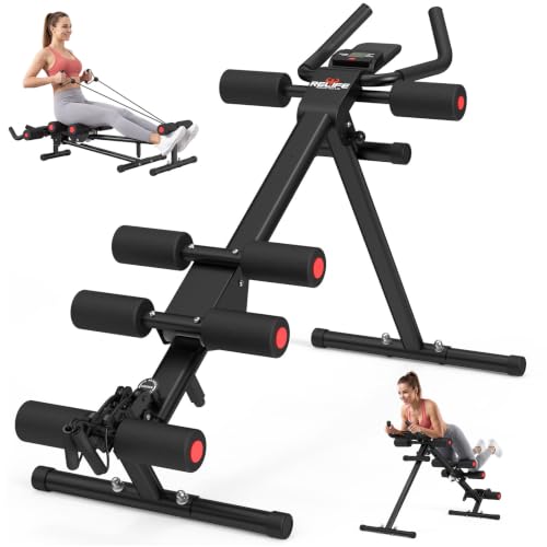 Adjustable Ab Workout Machine - 5-in-1 Home Gym Equipment - Black
