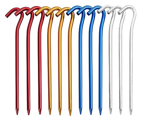 7-Inch Aluminium Tent Stakes - Lightweight & Durable, 12 PCS Set