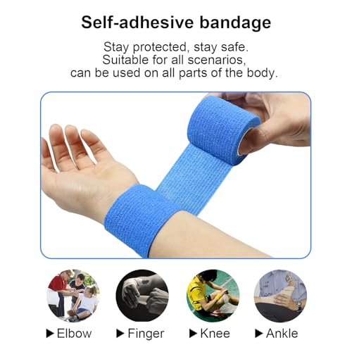 Self-Adhesive Bandage Wrap - Elastic Athletic Tape 8PCS 2" x 14.7 ft - White
