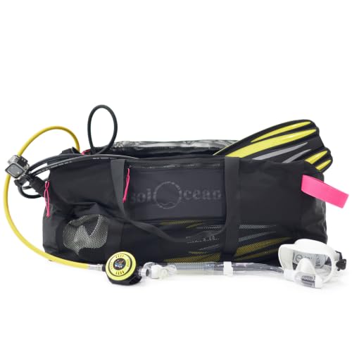 SolOcean Black Mesh Dive Bag 100L Packable Waterproof Duffel for Water Sports