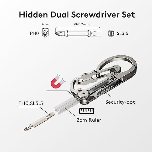 Titanium Carabiner with Dual-Bit Screwdriver & Safety Lock — Compact EDC Multi-Tool