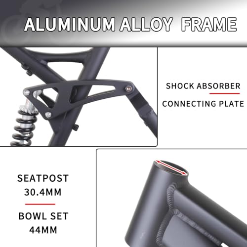 26-Inch Mountain Bike Frame - Aluminum Alloy Softtail Suspension - Black