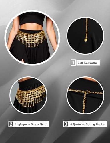 Belly Dance Skirt Hip Scarf with Coins - Gold
