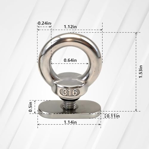 Kayak Track Eyelet Mounts - 316 Stainless Steel, 2 Pack - Silver