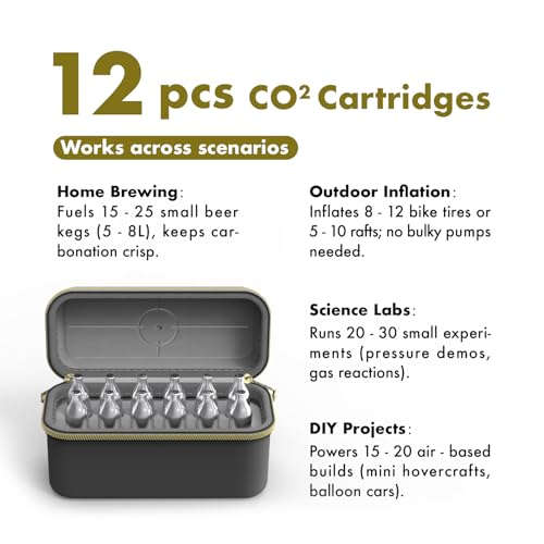 12-Slot CO2 Cartridge Storage Case - Shockproof & Travel-Friendly