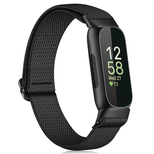 Soft Elastic Nylon Loop Band for Fitbit Inspire 3 - Black