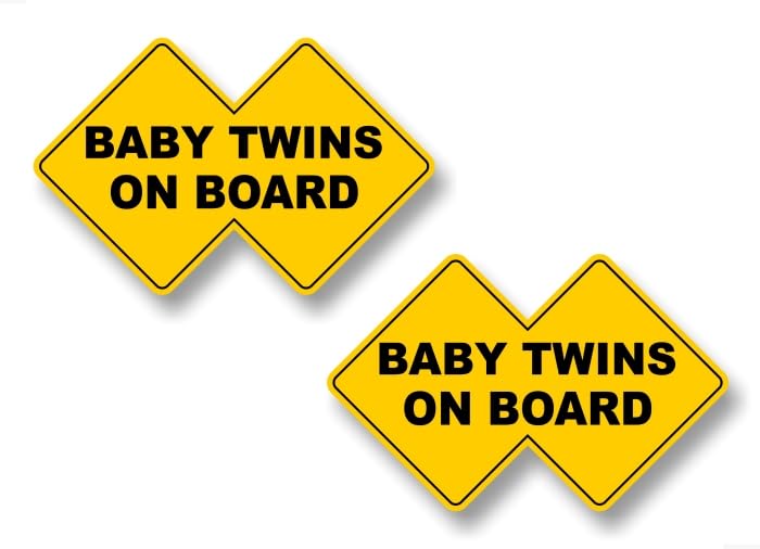 Baby Twins On Board Vinyl Decals - 5.25" x 8.25" (2 Decals)