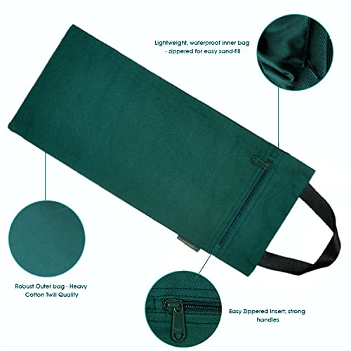 Yoga Sand Bag - Cotton Unfilled, Portable Weightlifting - Bottle Green