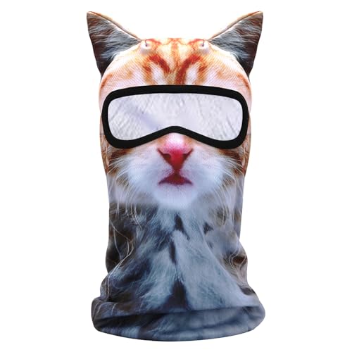 3D Cat Ski Mask Balaclava with Ears - One Size Yellow