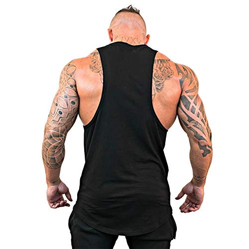 Men's Gym Workout Stringer Tank Top - NO Pain NO GAIN - X-Large Black