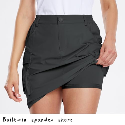 Women's Cargo Skorts - Quick Dry Golf & Hiking Skirt with Pockets