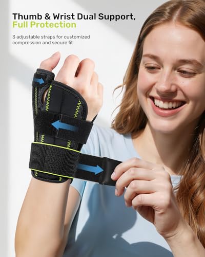 Thumb Brace Wrist Support for Right Hand - L/XL - Yellow