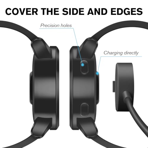 Protective Case with Screen Protector for Garmin Venu 2S / Vivoactive 4S - Black, Clear, Silver (3 Pack)