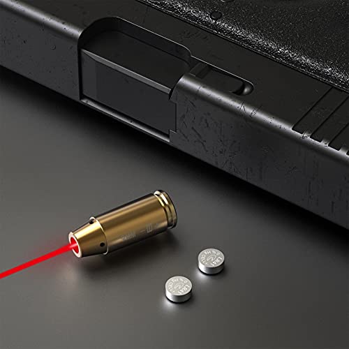 9mm Red Dot Laser Bore Sighter with 3 Sets of Batteries - Brass