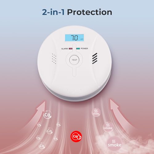 Smoke and Carbon Monoxide Detectors, Combination Smoke Alarm and Carbon Monoxide Detector Battery Powered, CO Detector Alarm with Sensitive Sensor, Sound Warning and LCD Display, ?CDR-803