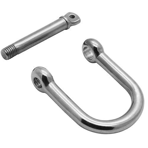 Wide D Shackle - Marine Grade 316 Stainless Steel, 1/4 Inch, 2 Pack