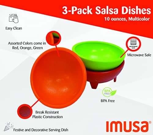 3-Piece Colorful Plastic Salsa Dish Set - 10 Oz Serving Bowls for Parties