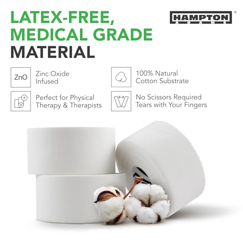 Strong Athletic Tape - 3 Rolls of 100% Cotton, Easy Tear, No Residue
