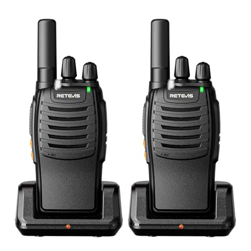 Retevis H-777 Rechargeable Walkie Talkies with Flashlight - Black, 2 Pack