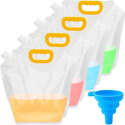 Omoojee 4-Pack Collapsible Water Containers 1.3Gallon Portable Water Bags for Camping & Emergency