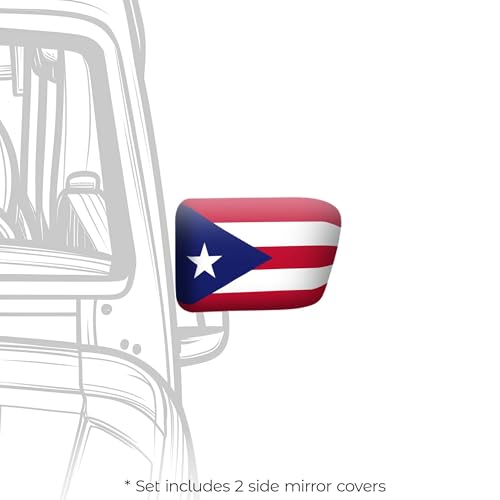 Puerto Rico Car Side View Mirror Covers - 2 Pack, 5.9x8.66 in, Weatherproof