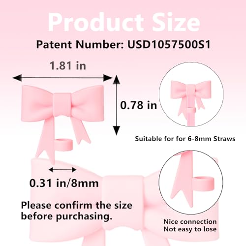 8mm Silicone Bow Straw Covers - 6 Pcs for Stanley Tumblers