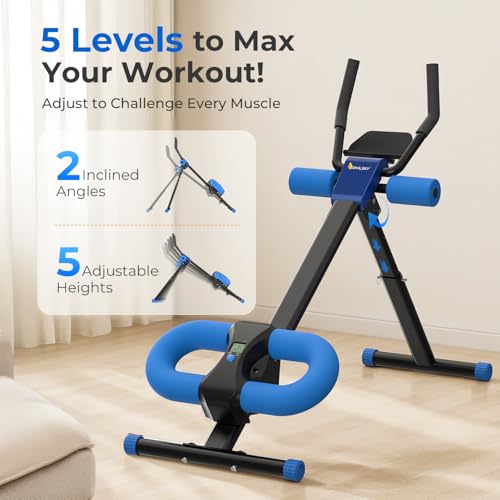 Adjustable Ab Trainer Machine for Home Workout - Blue