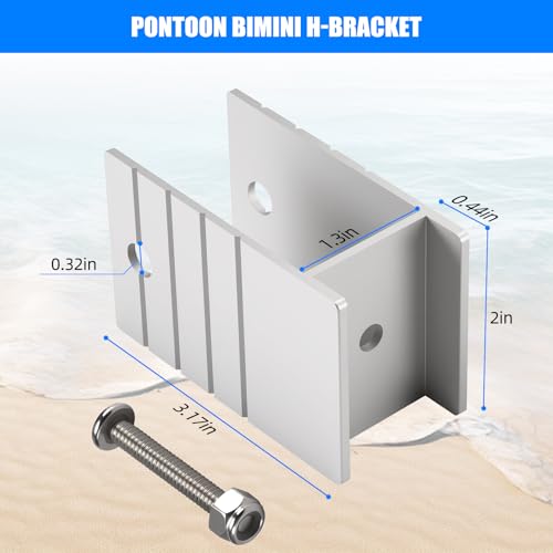 Extra Tall H-Bracket for Pontoon Boats - 1-1/4" Aluminum (2 Pack)