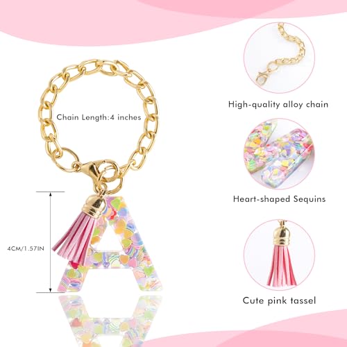 Initial Letter Keychain Charm for Tumbler Handle - Pink Letter A