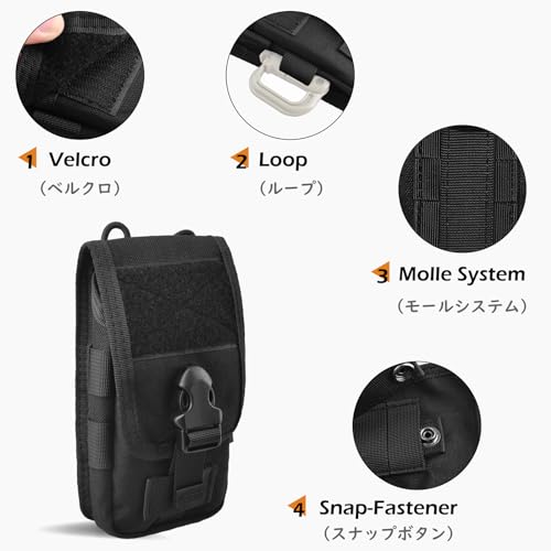 Tactical Phone Pouch Molle - EDC Utility Holster Bag - Black