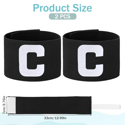 Adjustable Captain Armband for Soccer - 2 Pack Black Nylon Sports Band