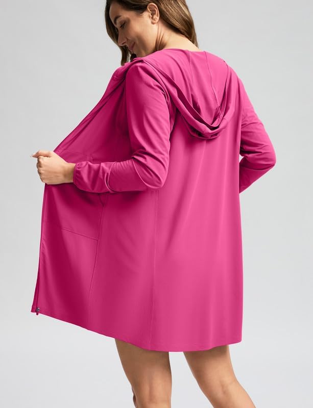 Skiennix Women's UPF 50+ Swim Cover-Up - Lightweight Sun Protection Hoodie Jacket for Beach Wear