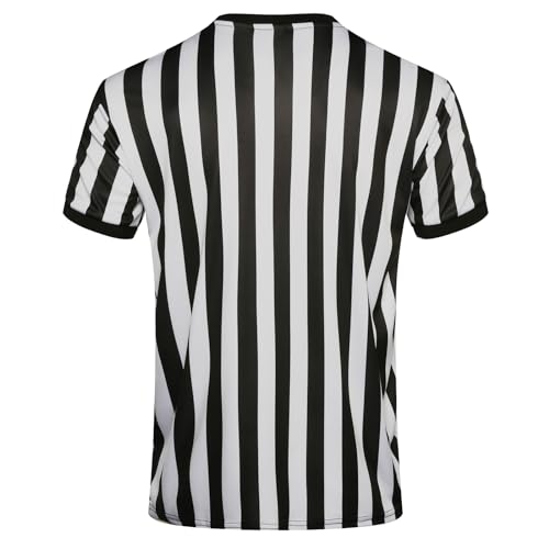 Referee Jersey Kit - 4Pcs V-Neck Shirt, Whistle & Flags - X-Large