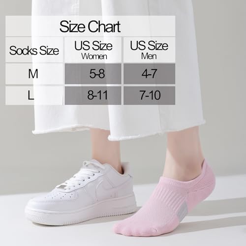 No Show Socks for Women - Low Cut Athletic Invisible Liner, 4 Pairs, White