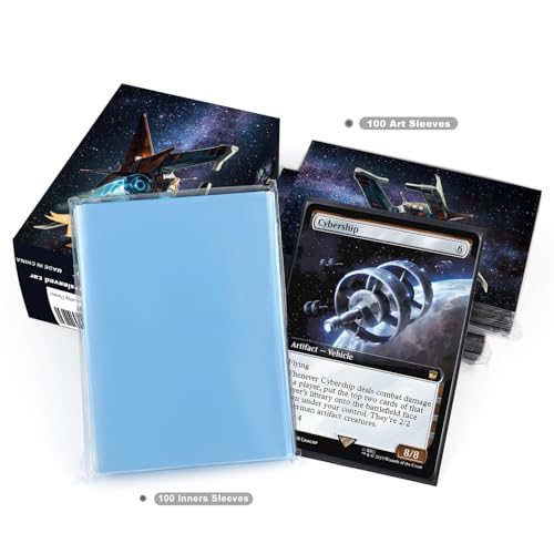 Katomula 100 MTG Card Sleeves with Textured Back | Standard Size Spaceship Design