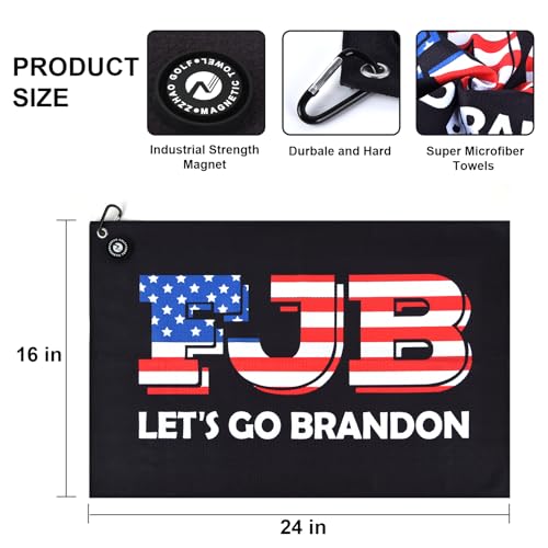 Magnetic Golf Towel - 24x16 Inches, Let's Go Brandon Design