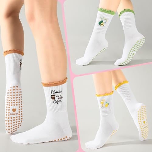 Cute Pilates Grip Socks for Women - 6 Pairs