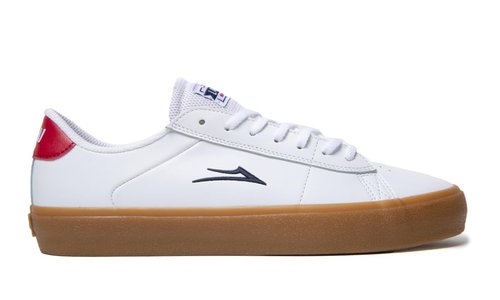 Lakai Newport Mens Skate Shoes, White/Gum Leather, 6
