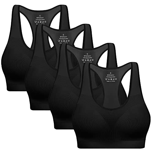 Racerback Sports Bra for Women - High Impact Workout Top with Removable Pads