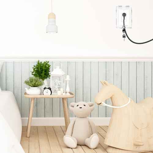 2 Pcs Safety Outlet Cover Box Clear Lock Box with Key Covers for Electrical Outlets, Provides Space Inside for Plugs, Proof Socket Covers Ease Operation
