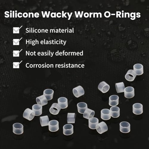 210pcs Silicone Wacky Worm O-Rings Set with Tool - Assorted