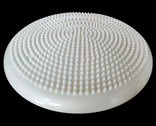 Inflated Wobble Cushion with Hand Pump - White, 13.5in Diameter