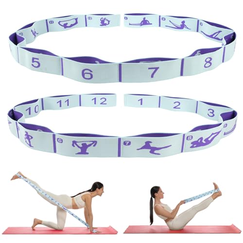 Yoga Stretching Strap with 12 Loops - 2 PCS for Physical Therapy