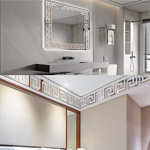 27Pcs Mirror Border Stickers Wall Decor Stickers Removable Peel and Stick Backsplash for Kitchen Room Decals Aesthetic Ceiling Decorations for Bedroom Bathroom Living Room Background Decors