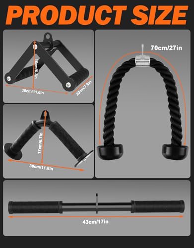 Cable Machine Attachment Set - 4-Piece LAT Pulldown Accessories for Upper Body Training
