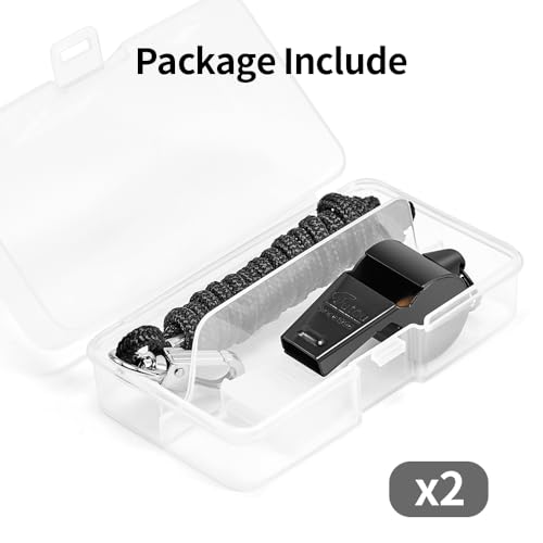 Stainless Steel Coach Whistle Set - 2 Pack with Lanyards