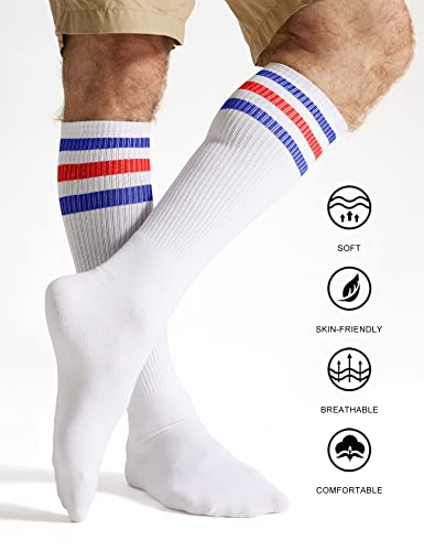 Joulli Knee High Retro Striped Tube Long Socks for Women Men 1-3 Pairs