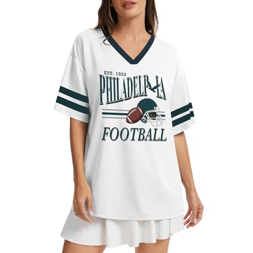 Women's Graphic T-Shirt - Game Day Oversized V Neck - Medium White1