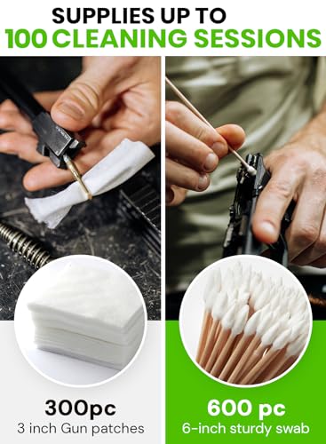 900pcs Gun Cleaning Supplies - 300 Patches & 600 Swabs, Large